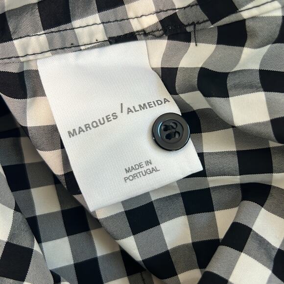 Women’s Marques Almeida black white check long sleeve blouse top size large - Picture 6 of 10